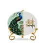 Marble Half Peacock Om Namah Shivay Wall Plate With Folding Metal Stand