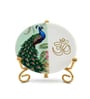 Marble Half Peacock OM Wall Plate With Folding Metal Stand