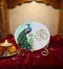Marble Half Peacock OM Wall Plate With Folding Metal Stand