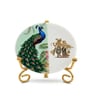 Marble Half Peacock Radha Krishna Wall Plate With Folding Metal Stand