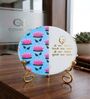 Marble Half Pichwai Guruji Mantra Wall Plate With Folding Metal Stand