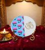 Marble Half Pichwai OM Wall Plate With Folding Metal Stand