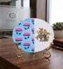 Marble Half Pichwai Radha Krishna Wall Plate With Folding Metal Stand