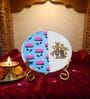 Marble Half Pichwai Radha Krishna Wall Plate With Folding Metal Stand