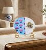 Marble Half Pichwai Radha Krishna Wall Plate With Folding Metal Stand