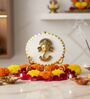 Marble Metal Ganesha Showpiece With Metal Stand