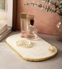 Marble Oval Platter With metal butterfly embedded