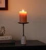 Marble Pillar Candle Medium Stand In Black