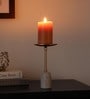 Marble Pillar Candle Medium Stand In Gold