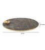 Marble Platter  Black Round With Gold Foil Work   Metal Flower  Embedded