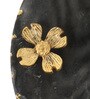 Marble Platter  Black Round With Gold Foil Work   Metal Flower  Embedded