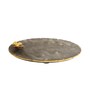 Marble Platter Black Round With Gold Foil Work  Metal Butterfly Embedded