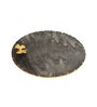Marble Platter Black Round With Gold Foil Work  Metal Butterfly Embedded
