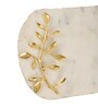 Marble Platter oval With Gold Foil Work  Plain White Metal Art Piece   Embedded