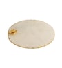 Marble Platter White  Round With Gold Foil Work   Metal Flower  Embedded