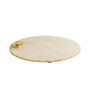 Marble Platter White  Round With Gold Foil Work   Metal Flower  Embedded
