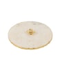 Marble Platter White Round With Gold Foil Work   Metal Flower  Embedded ite Plain
