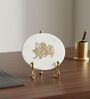 Marble Round Durga Maa Showpiece With Metal Stand