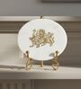 Marble Round Durga Maa Showpiece With Metal Stand