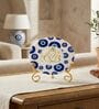 Marble Round Evil Eye Ganesha Wall Plate With Folding Metal Stand