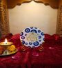Marble Round Evil Eye Ganesha Wall Plate With Folding Metal Stand