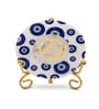 Marble Round Evil Eye Gaytri Mantra Wall Plate With Folding Metal Stand