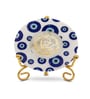 Marble Round Evil Eye Guruji Wall Plate With Folding Metal Stand
