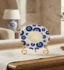 Marble Round Evil Eye Guruji Wall Plate With Folding Metal Stand