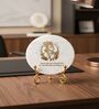 Marble Round Hanuman Showpiece With Metal Stand