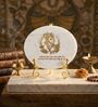 Marble Round Hanuman Showpiece With Metal Stand