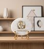 Marble Round Hanuman Showpiece With Metal Stand