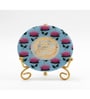 Marble Round Pichwai Gaytri Mantra Wall Plate With Folding Metal Stand