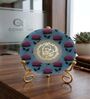 Marble Round Pichwai Guruji Wall Plate With Folding Metal Stand