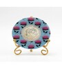 Marble Round Pichwai Guruji Wall Plate With Folding Metal Stand