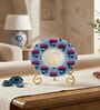 Marble Round Pichwai Guruji Wall Plate With Folding Metal Stand
