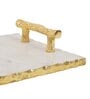 Marble Serving Tray with Gold Foil Work & Gold Finish Metal Handle