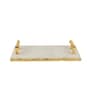 Marble Serving Tray with Gold Foil Work & Gold Finish Metal Handle