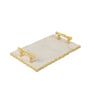 Marble Serving Tray with Gold Foil Work & Gold Finish Metal Handle