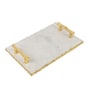 Marble Serving Tray with Gold Foil Work & Gold Finish Metal Handle