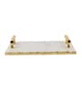 Marble Serving Tray with Gold Foil Work & Gold Finish Metal Handle