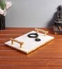 Marble Serving Tray with Gold Foil Work & Gold Finish Metal Handle