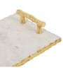 Marble Serving Tray with Gold Foil Work & Gold Finish Metal Handle