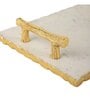 Marble Serving Tray with Gold Foil Work & Gold Finish Metal Handle
