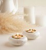 White Decor Marble Tea light Holder (Set of 2)