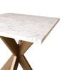 Marble top End table Coffee Table In White Marble Black Pattern And Golden Steel Base Finish