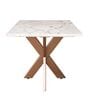 Marble top End table Coffee Table In White Marble Brown Pattern And Copper Steel Base Finish