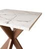 Marble top End table Coffee Table In White Marble Brown Pattern And Copper Steel Base Finish