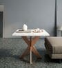Marble top End table Coffee Table In White Marble Brown Pattern And Copper Steel Base Finish