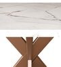 Marble top End table Coffee Table In White Marble Brown Pattern And Copper Steel Base Finish