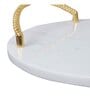 Marble Tray Round with Gold Finish & Metal Handle
